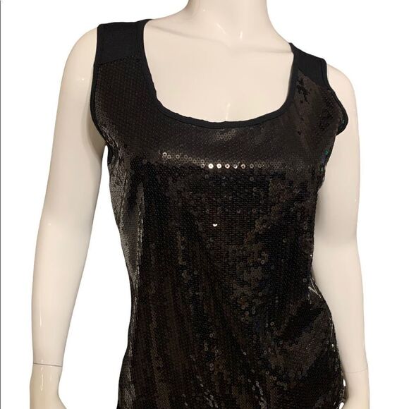 Jennie & Marlis Black Sequin Sleeveless Shell Size Medium - Picture 2 of 7